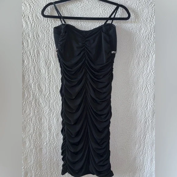 Ruby Rox Ruched Bodycon Rhinestone Spaghetti Strap Mini Dress - Picture 4 of 9